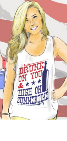 Ladies 'Drunk on You & High on Summertime' Tank Top