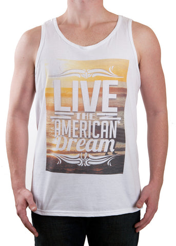 Surfboard Sunset Live the American Dream Tank Top