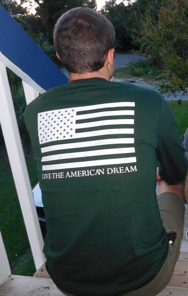 United Tees American Flag Live the American Dream Long Sleeve Tee