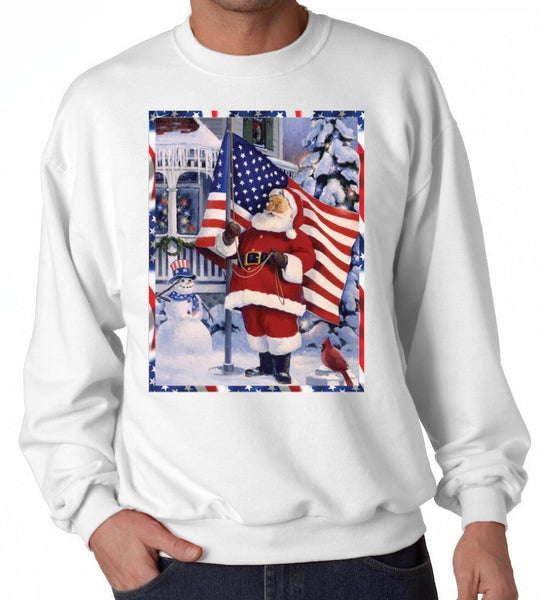 Santa Clause American Flag Christmas Sweatshirt