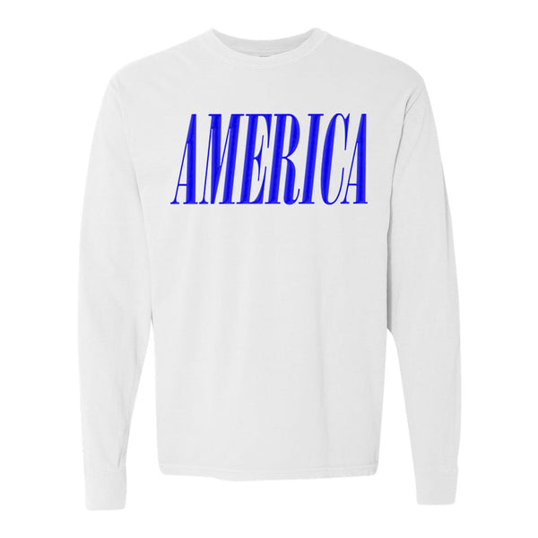 'America' Puff Design Long Sleeve T-Shirt