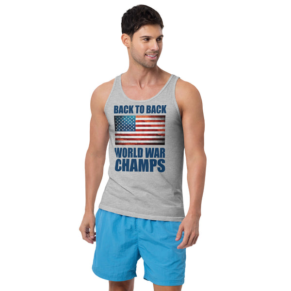'Back to Back World War Champs' American Flag Tank Top