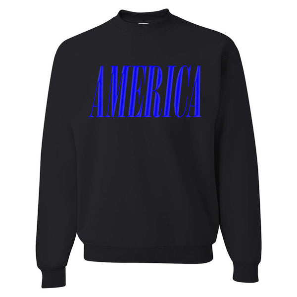 'America' Puff Design Crewneck Sweatshirt