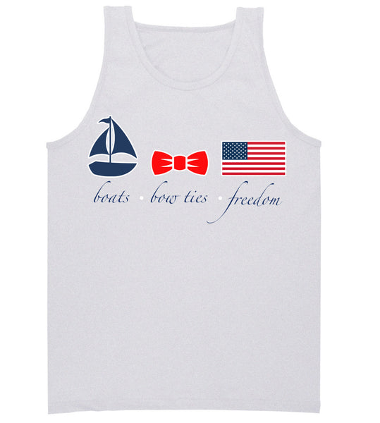 Preppy Nautical American Tank Top- Boats, Bow ties & Freedom