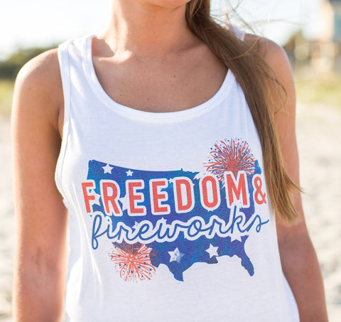 Fireworks. Freedom. Great Summer Tank for Ladies