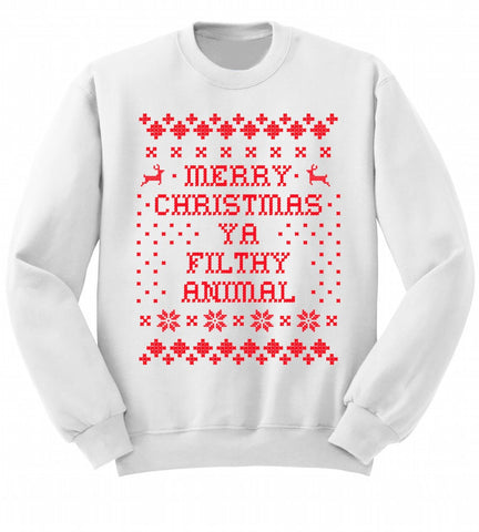Merry Christmas Home Alone Sweatshirt- White Holiday Sweatshirt