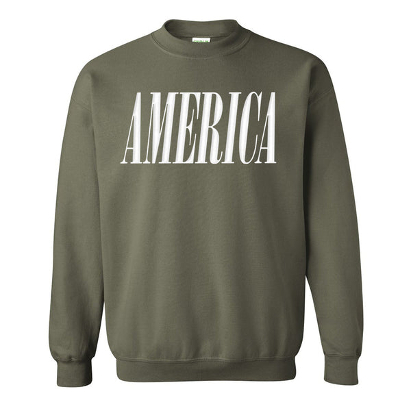 'America' Puff Design Crewneck Sweatshirt