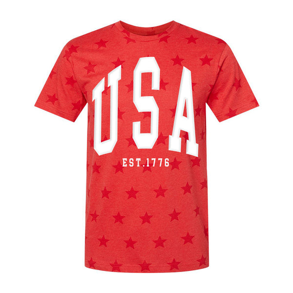 'USA' Puff Design Stars T-Shirt