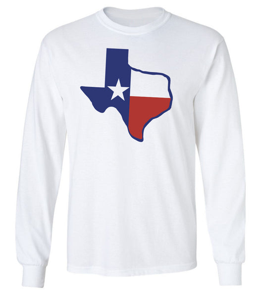 Texas Flag on a Long Sleeve T-Shirt