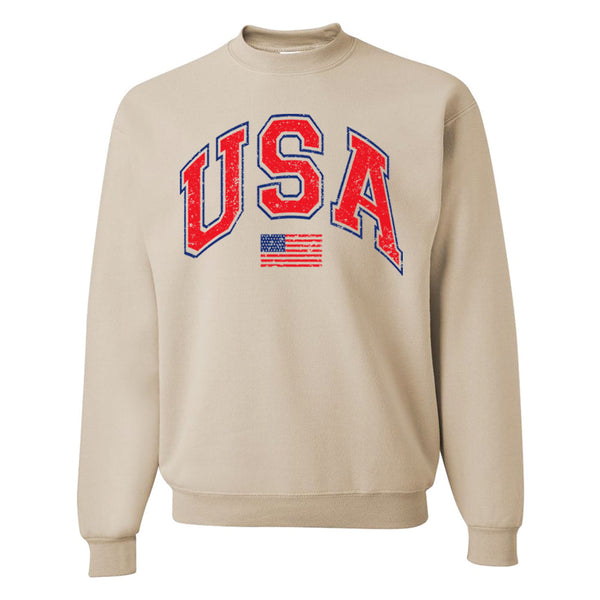 'Distressed USA' Crewneck Sweatshirt