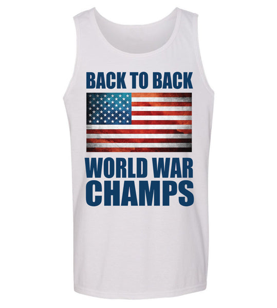 'Back to Back World War Champs' American Flag Tank Top