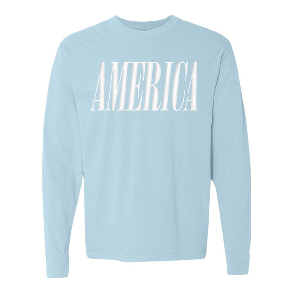 'America' Puff Design Long Sleeve T-Shirt