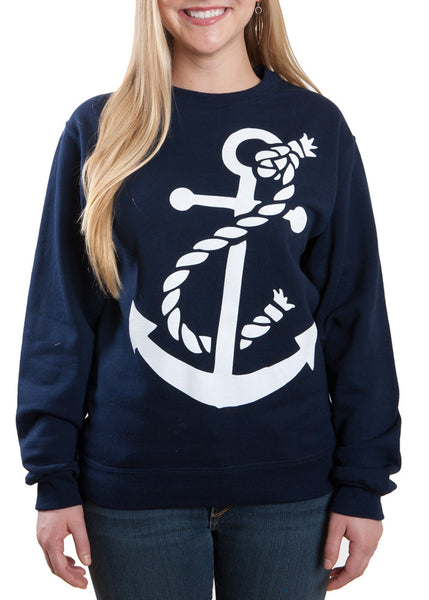 Navy Anchor Crew Neck Sweatshirt