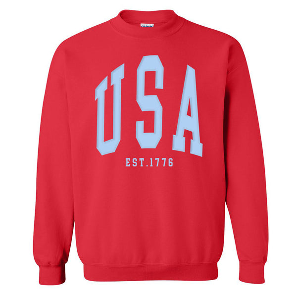 USA' Puff Design Crewneck Sweatshirt